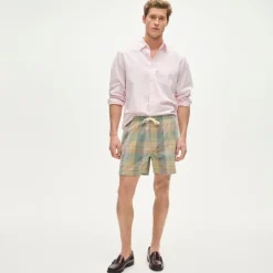 5" everyday drawstring short in plaid corduroy