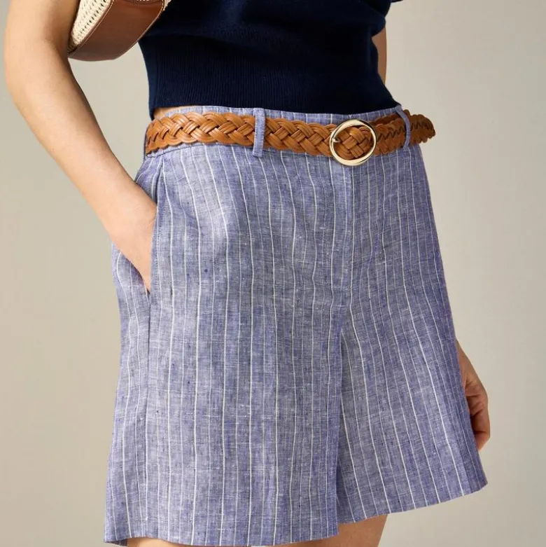 6" Harbor short in striped linen