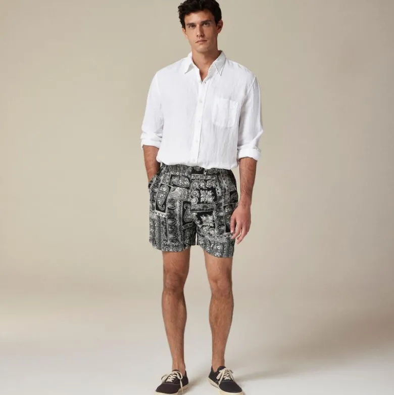 5.5'' Pier linen short in batik print