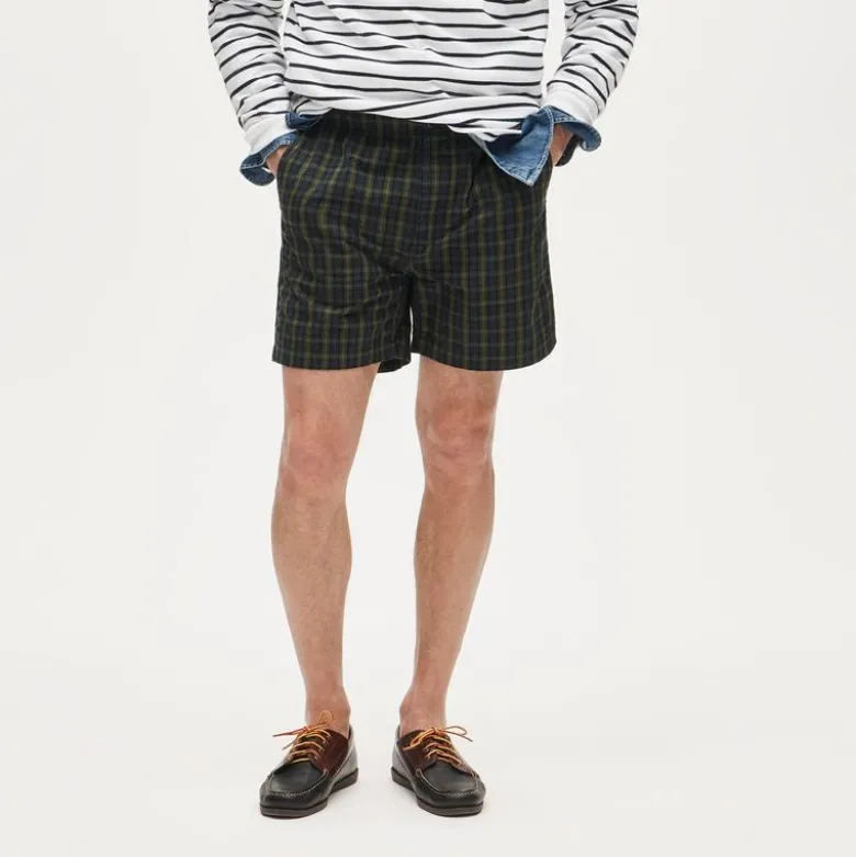 5.5" Pier short in cotton plaid
