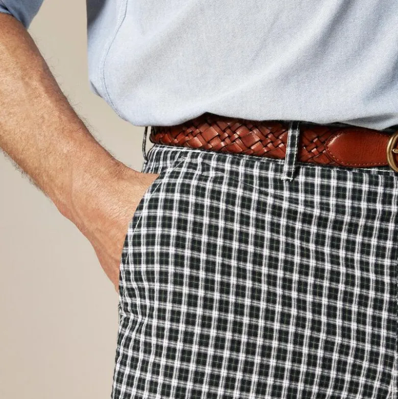9" relaxed cotton short in seersucker plaid