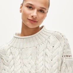 2025 Rollneck™ cable-knit sweater in marled heritage cotton