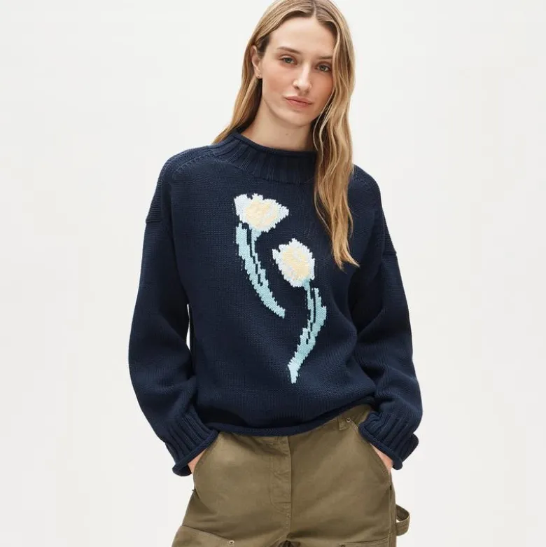 2025 Rollneck™ sweater in floral-print heritage cotton