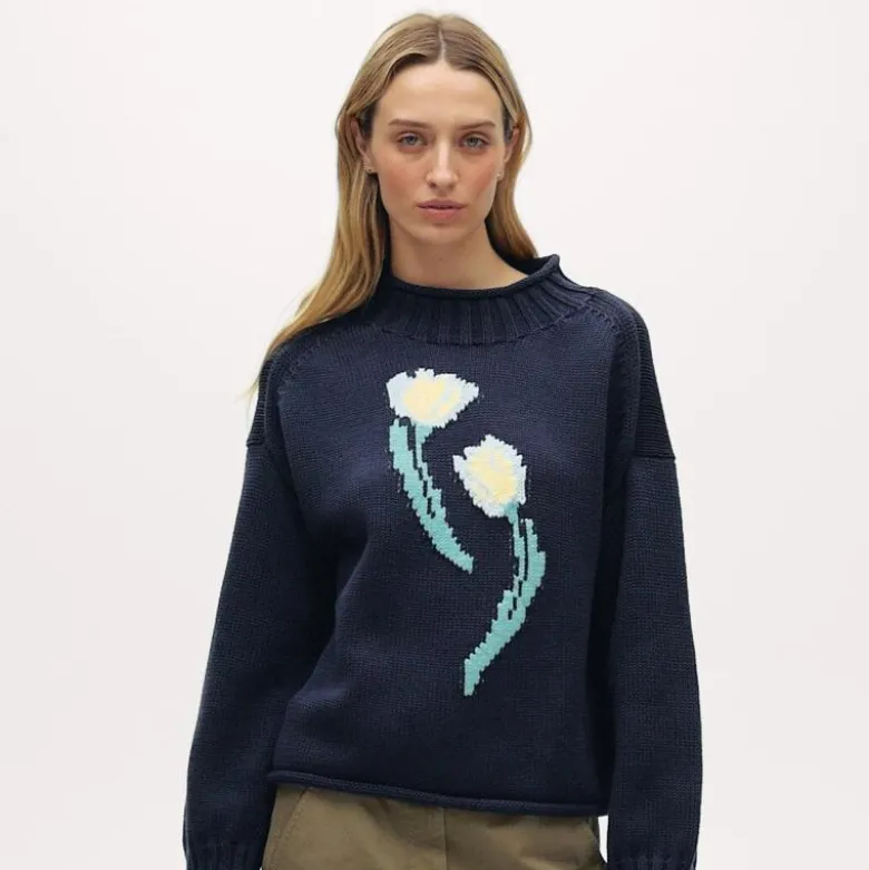 2025 Rollneck™ sweater in floral-print heritage cotton