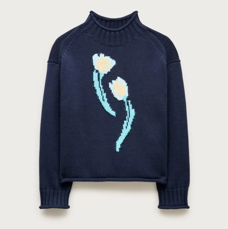 2025 Rollneck™ sweater in floral-print heritage cotton