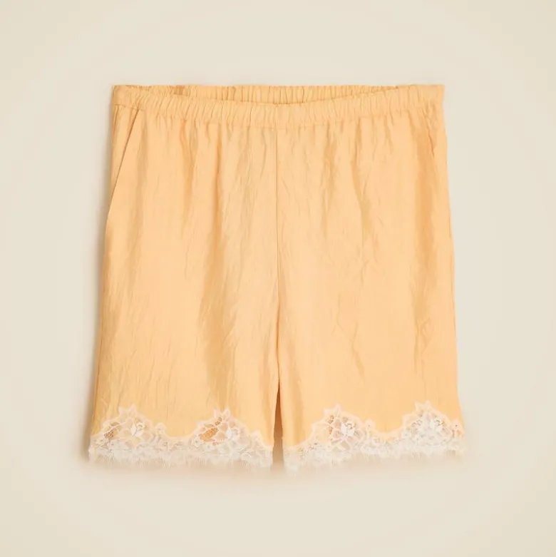 5" Stratus lace-trim short in textured satin