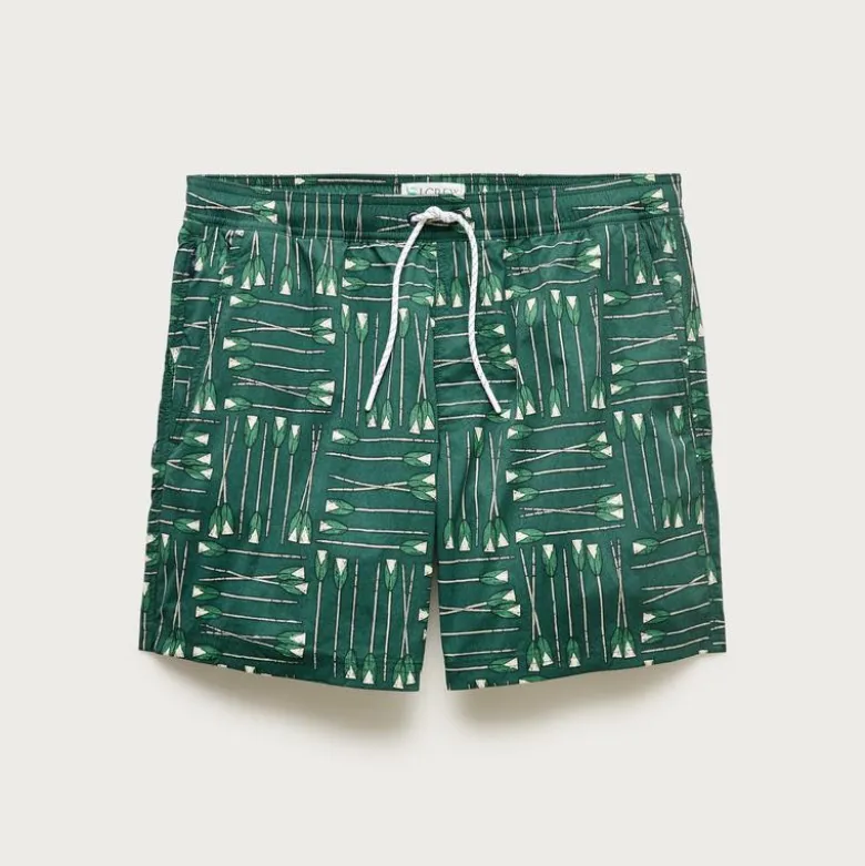 6" stretch swim trunk in oar print