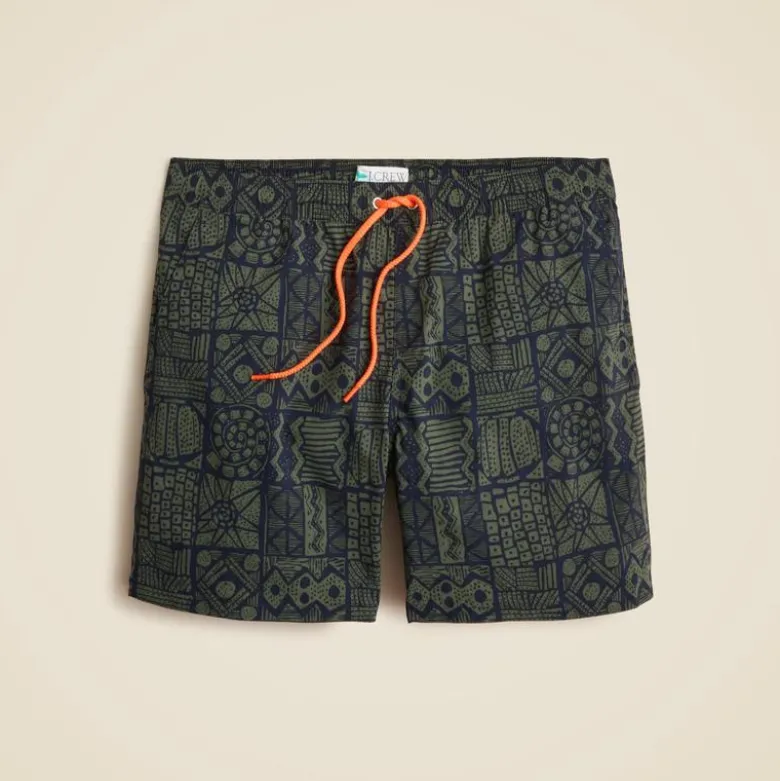 6'' stretch swim trunk in print with ECONYL® nylon