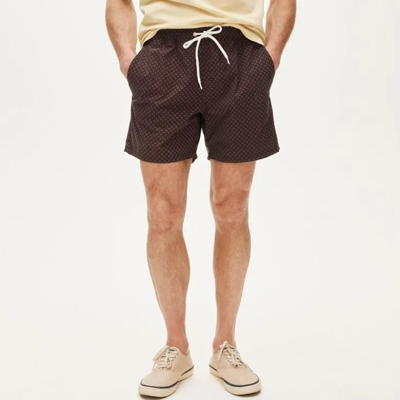 6" stretch swim trunk in print with EOCONYL® nylon