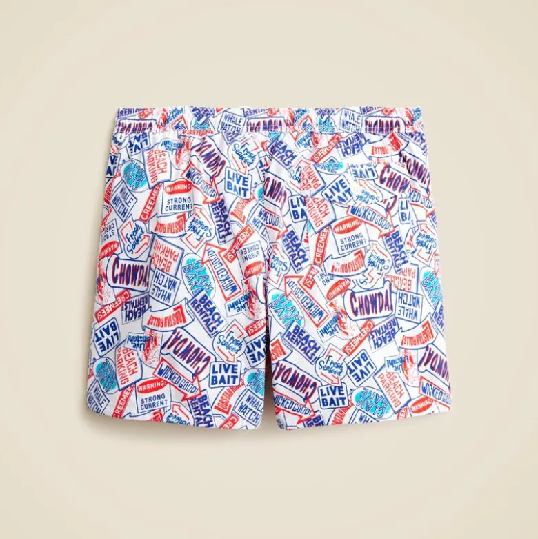 6'' stretch swim trunk in print with ECONYL® nylon