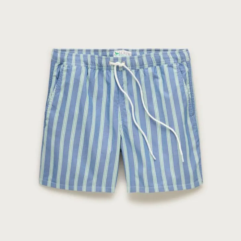 6" swim trunk in cotton-nylon blend oxford