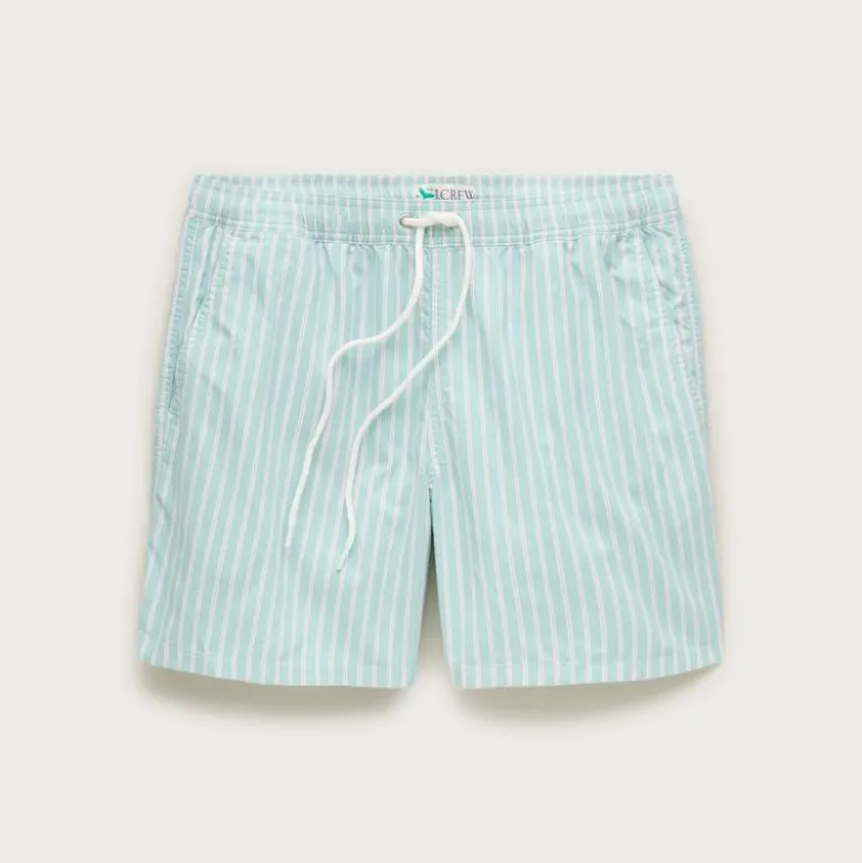 6" swim trunk in cotton-nylon blend oxford