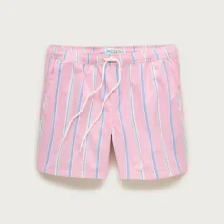 6" swim trunk in cotton-nylon blend oxford