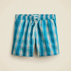6" swim trunk in seersucker plaid