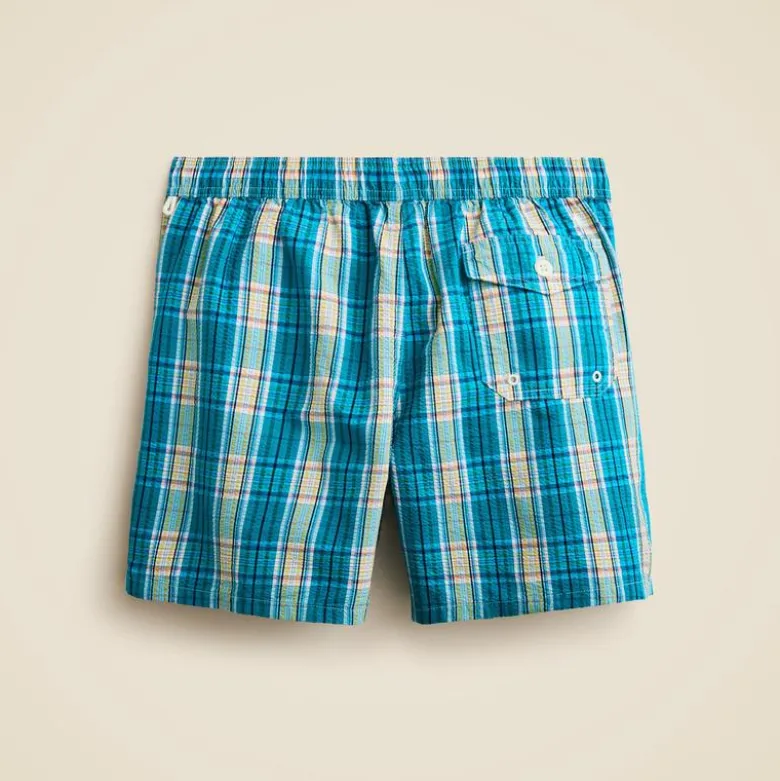 6" swim trunk in seersucker plaid