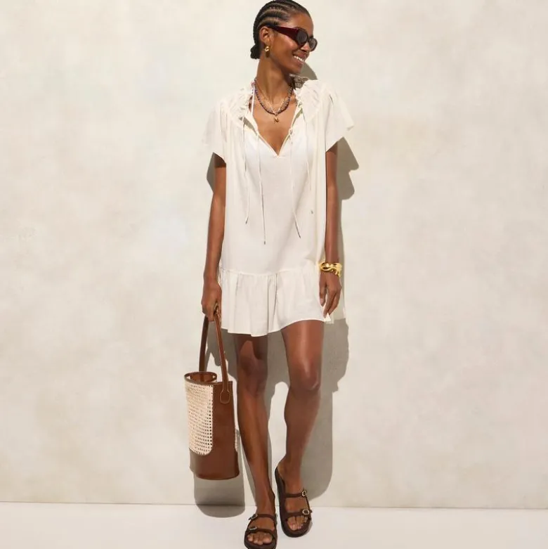 Airy gauze babydoll dress