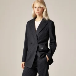 Alex Eagle X J.Crew relaxed double-breasted blazer in pinstriped wool