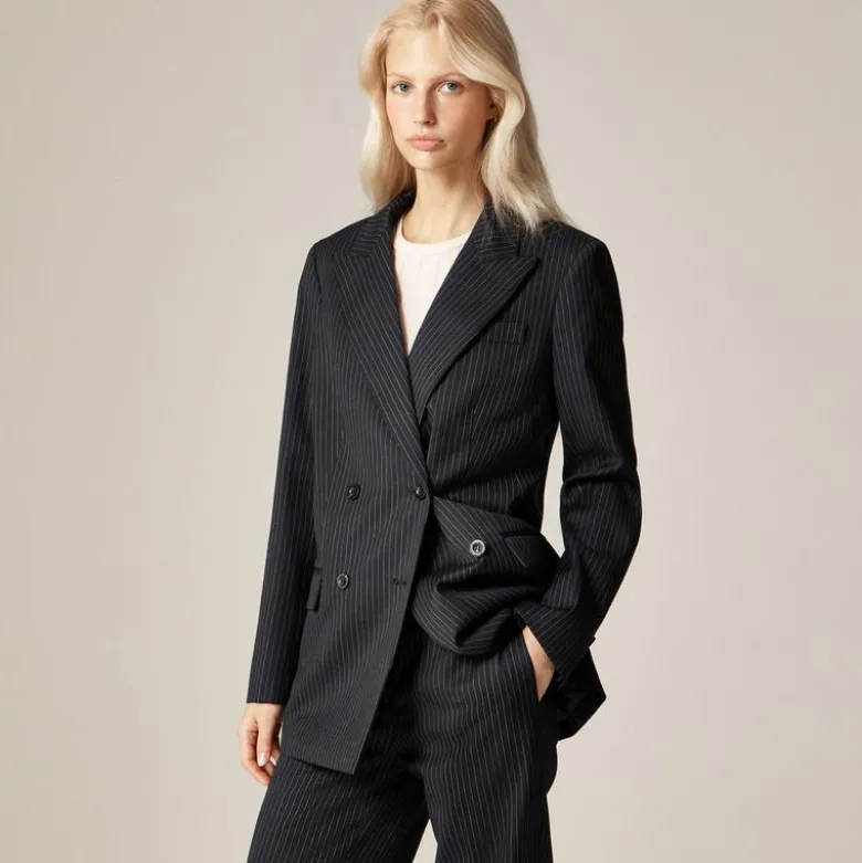 Alex Eagle X J.Crew relaxed double-breasted blazer in pinstriped wool