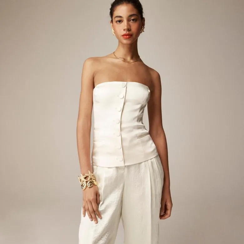 Anna October© X J.Crew corset top in stretch satin