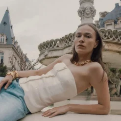 Anna October© X J.Crew corset top in stretch satin
