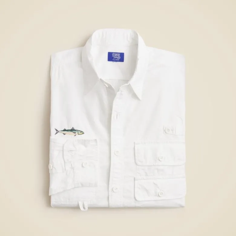 Atlantic Coastal Supplies X J.Crew cotton poplin fishing shirt