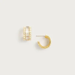 Baguette cubic zirconia hoop earrings