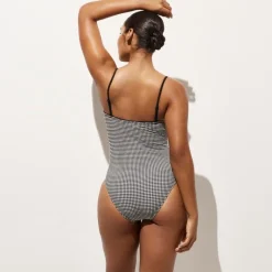 Balconette underwire one-piece in gingham