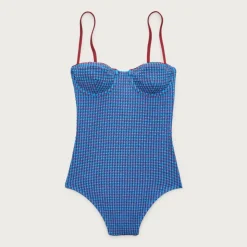 Balconette underwire one-piece in gingham