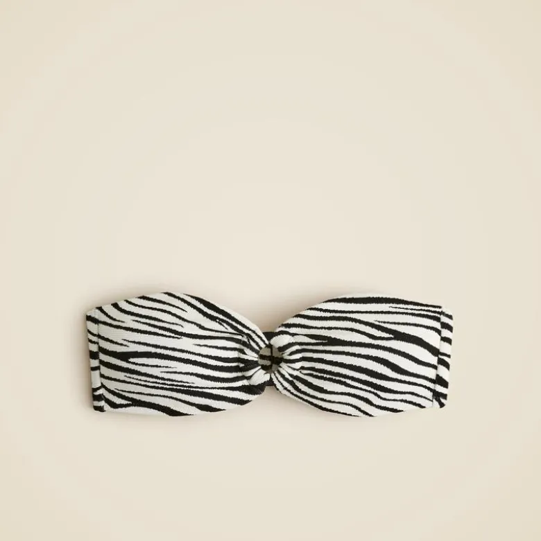 Bandeau jacquard bikini top with O-ring