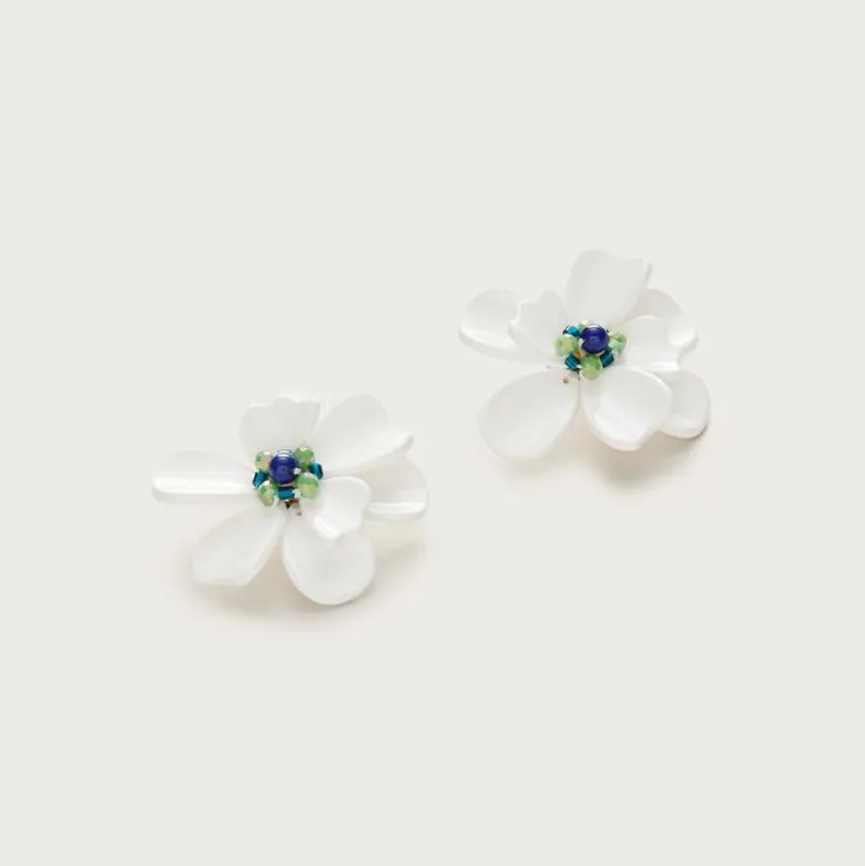 Beaded flower stud earrings