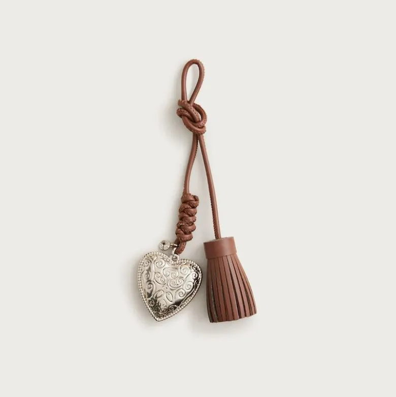 Beaded heart tassel bag charm