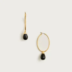 Beaded oval hoop earrings