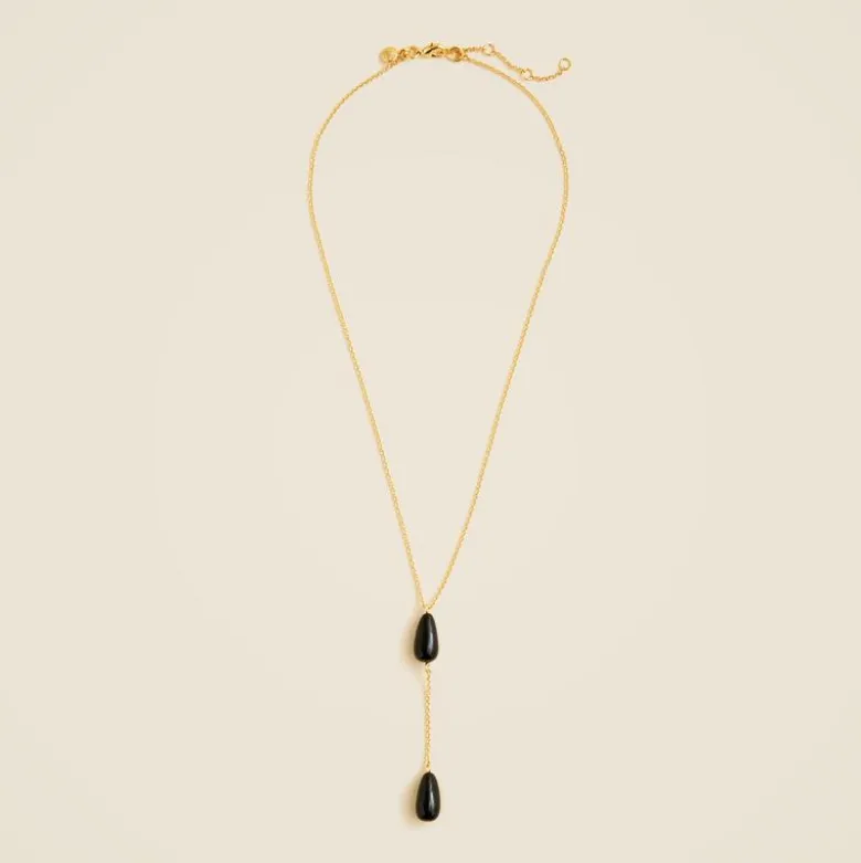 Beaded teardrop lariat necklace