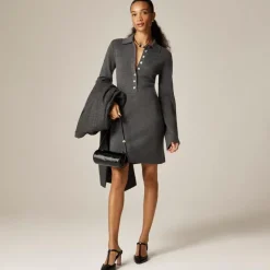 Bell-sleeve mini sweater-dress in merino wool