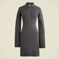 Bell-sleeve mini sweater-dress in merino wool