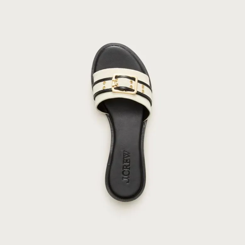 Belted sandals in canvas and leather