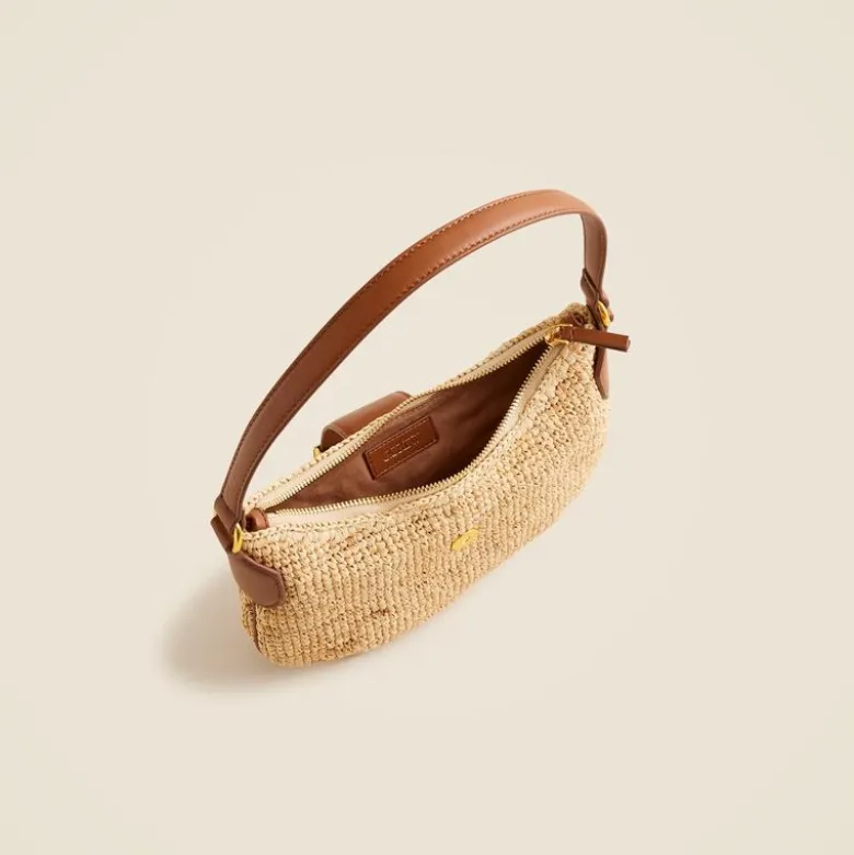 Berkeley buckle shoulder bag in handknotted straw