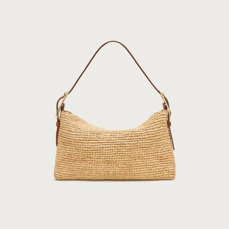 Berkeley small handknotted shoulder bag in raffia