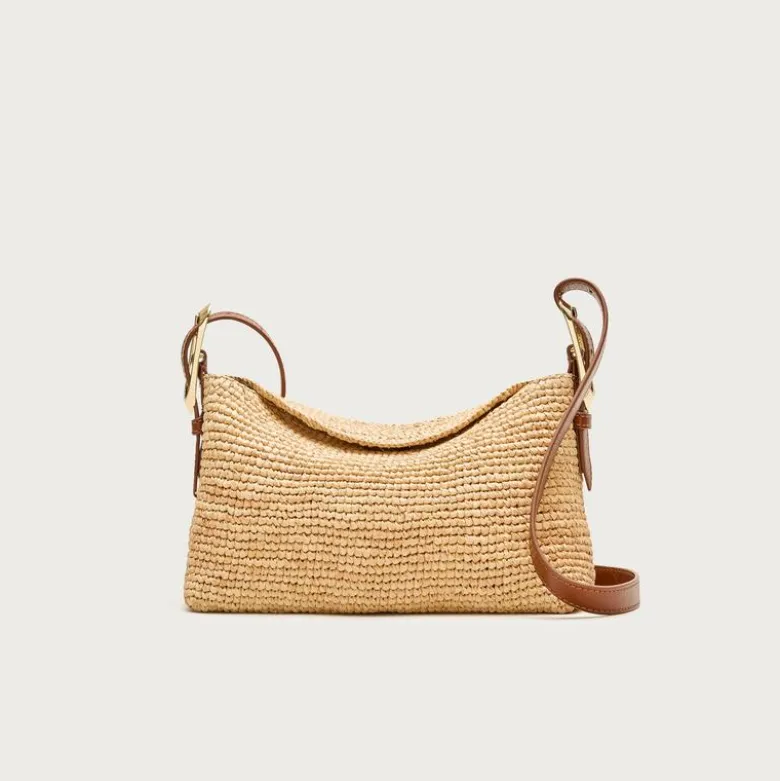 Berkeley small handknotted shoulder bag in raffia