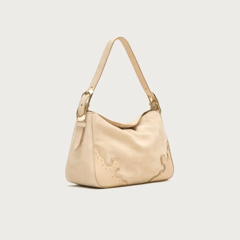Berkeley small shoulder bag in studded leather and suede