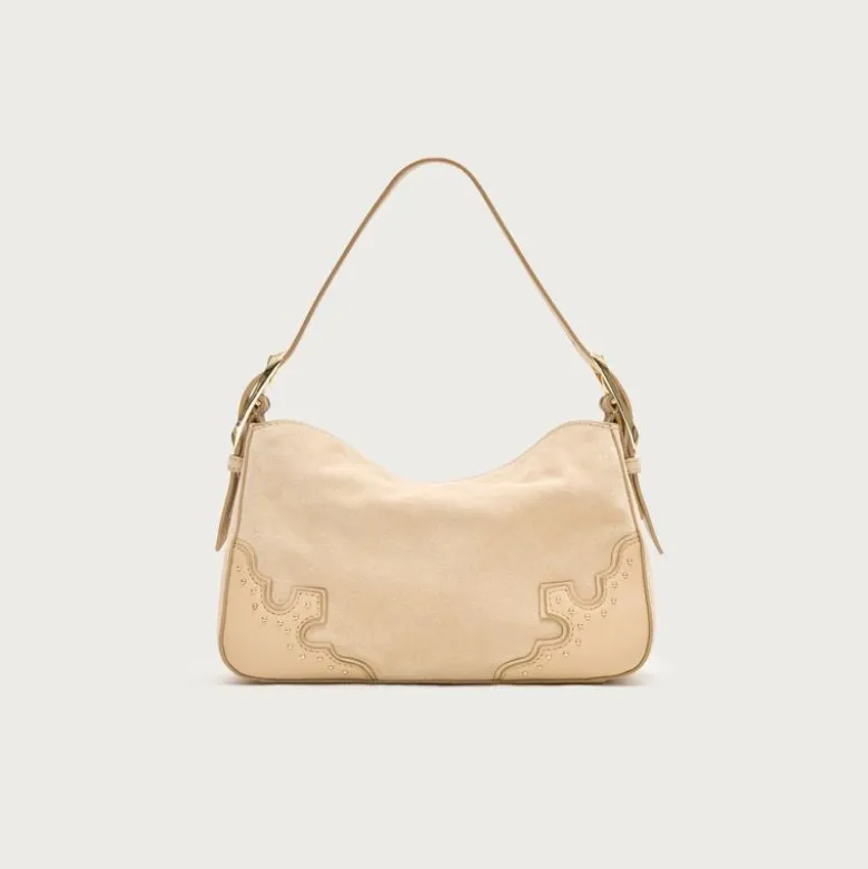 Berkeley small shoulder bag in studded leather and suede