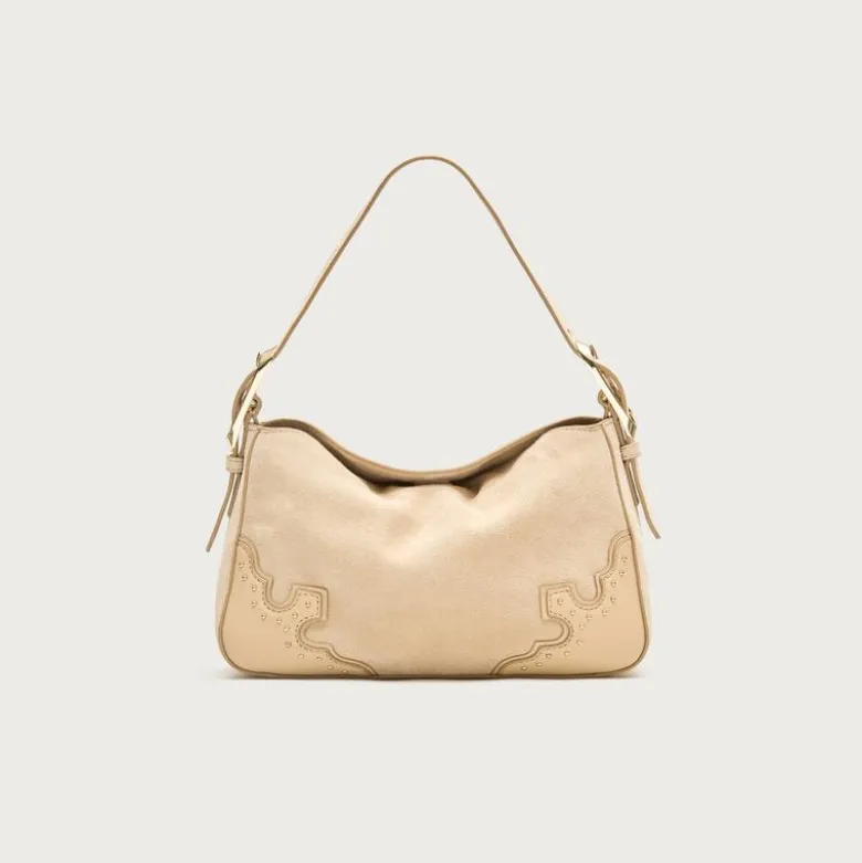 Berkeley small shoulder bag in studded leather and suede