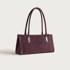 Berkeley structured shoulder bag in suede and croc-embossed leather