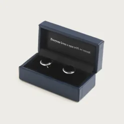 Black onyx sterling silver rounded cuff links