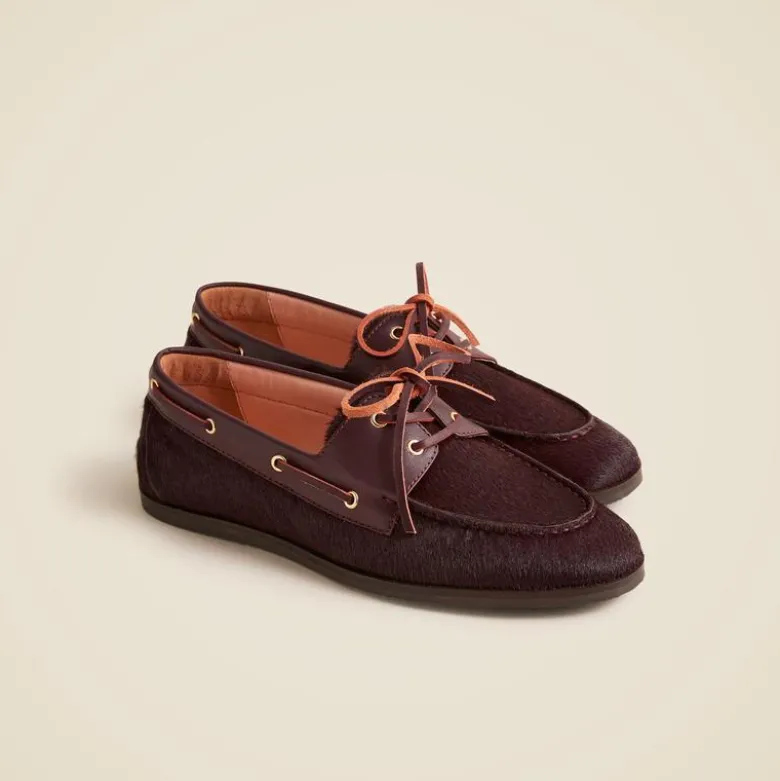 Boat shoes in calf hair and leather