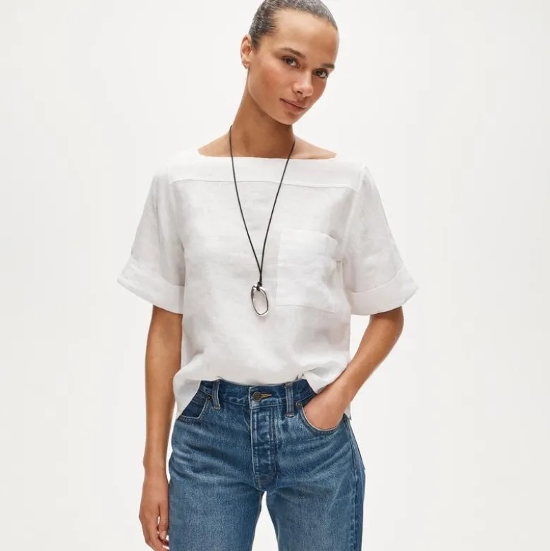 Boatneck tee in linen
