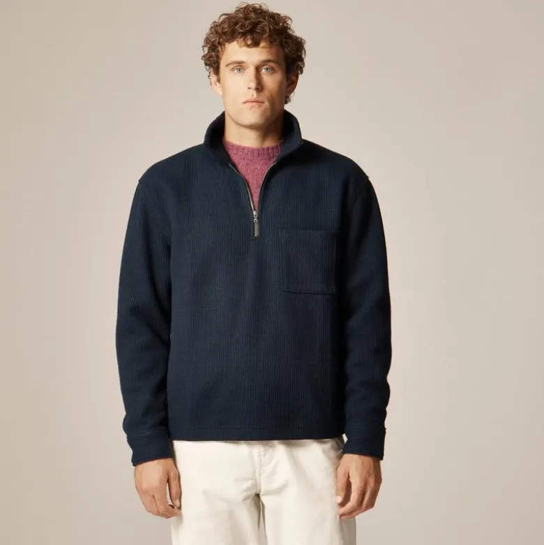 Boiled rib quarter-zip pullover