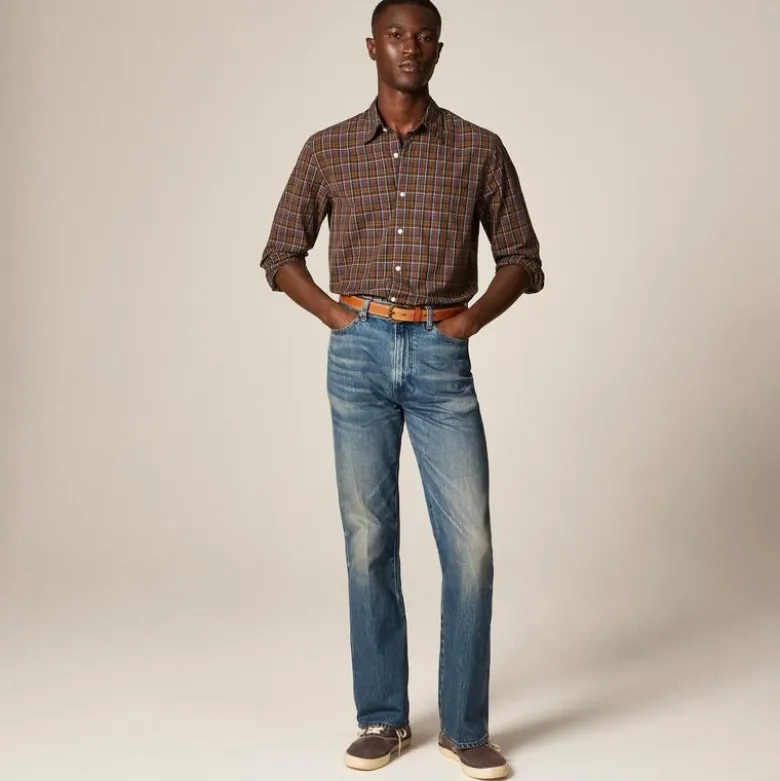 Bootcut creased jean in vintage medium wash