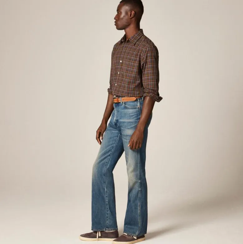 Bootcut creased jean in vintage medium wash