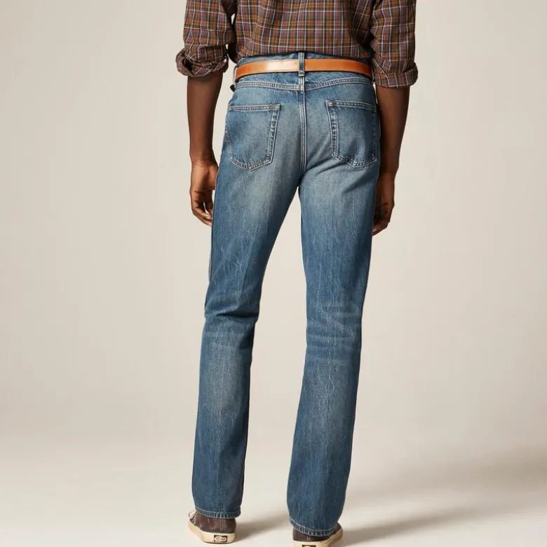 Bootcut creased jean in vintage medium wash